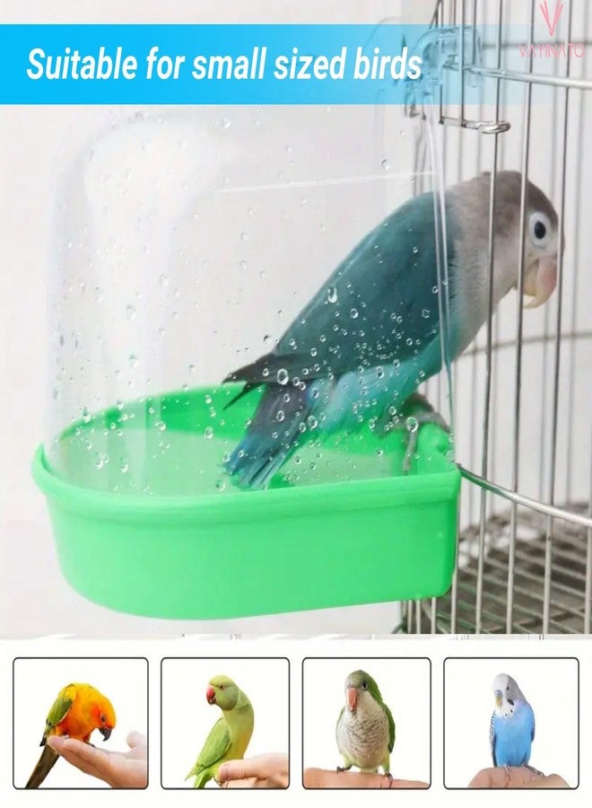 VAYINATO® Transparent Bird Bath Tub with Standing Perch for Birds Cage Small Birds Bathing Box (Random Color) Clear PC Material | Easy Install Bath Box with Water Injector - Image 5